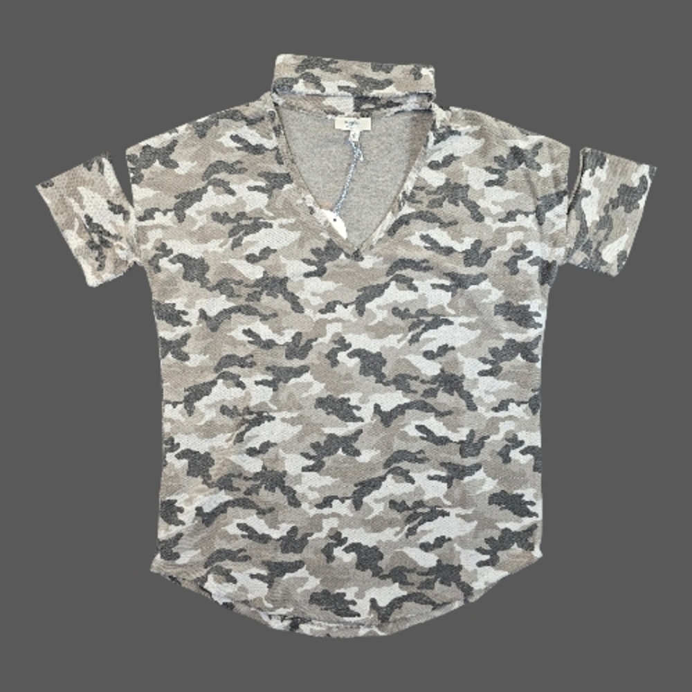 Hayden Gray Camouflage Short Sleeve Top